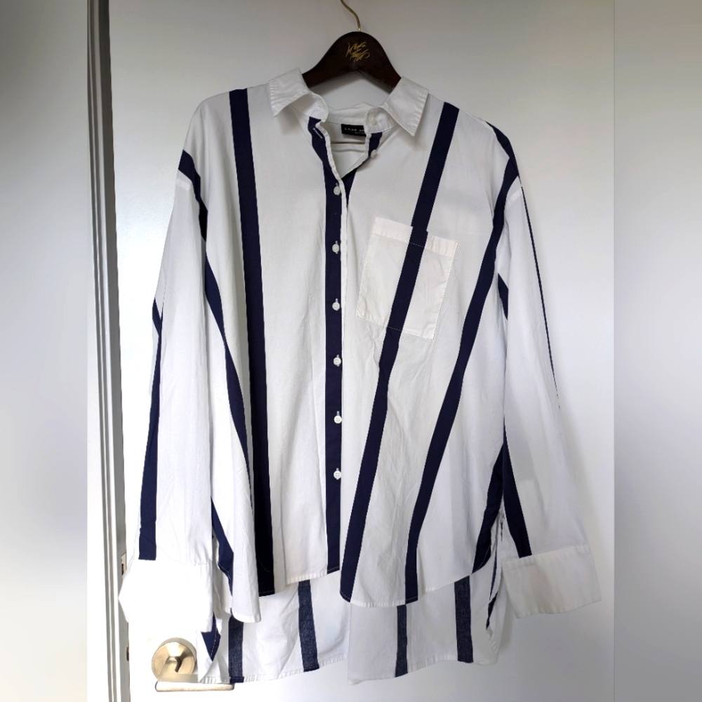 Lane Bryant Oversized Striped Button-Down Shirt (22/24)